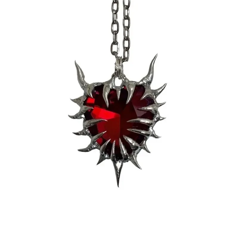 New Thorn Heart Necklace, European and American style, dark gothic, niche subculture, trendy hip-hop jewelry gift 2024