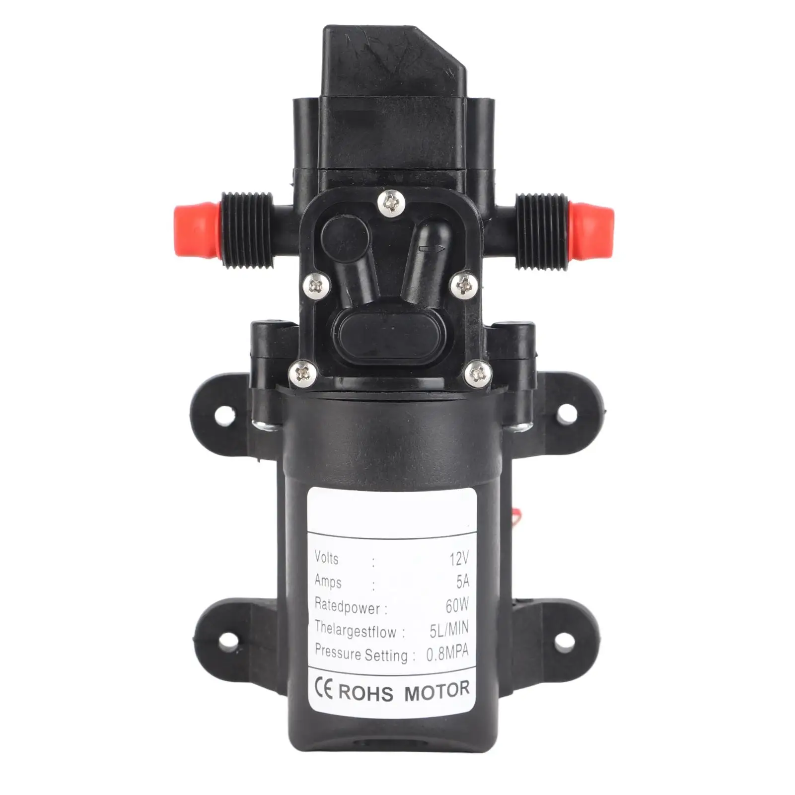 12V 60W High Pressure Diaphragm Water Pump - 116Psi Self-Priming for Caravan, Camping & Boat Use