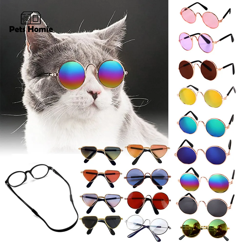 Kitten Sunglasses Cat Pet Products Lovely Retro Round Reflective Glasses Puppy Cat Pet Photos Props Accessories Glasses