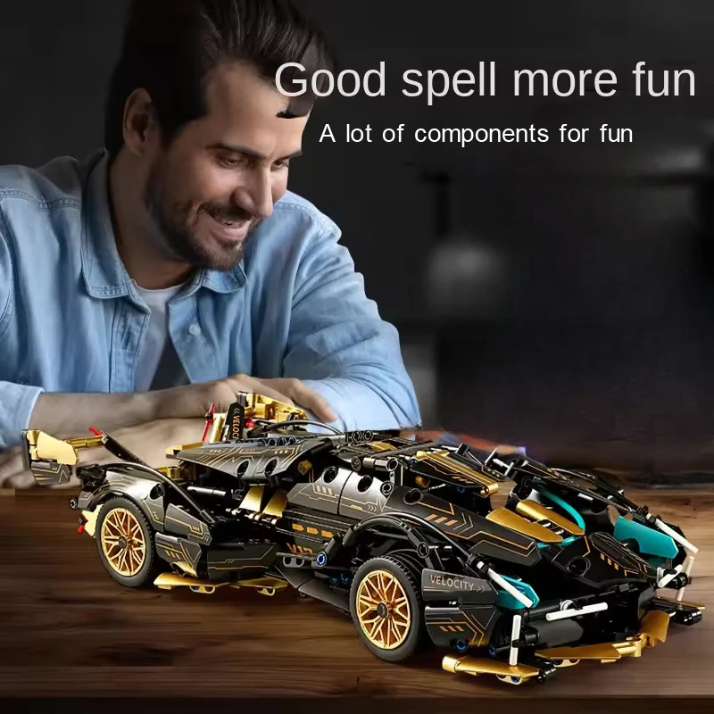 

Наборы для сборки черных автомобилей, комплект для сборки гоночных видов спорта, коллекционная модель автомобиля, строительная игрушка 1:14 для мальчиков и взрослых