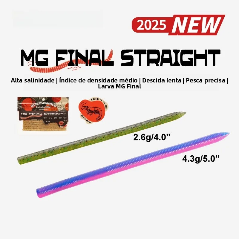 Isca Artificial Morigen Mg Final Straight Black Pit Road Soft Bait Noodle Worm para Pesca em Água Doce e Salgada