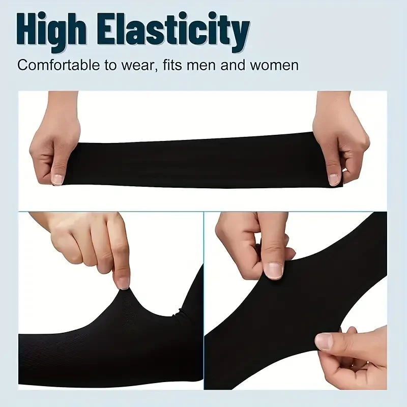 1 Pair Stay Cool & Sun-Safe: Ultra-Cooling, Breathable Ice Silk Arm Sleeves for Sports, Driving, & Outdoor Adventures