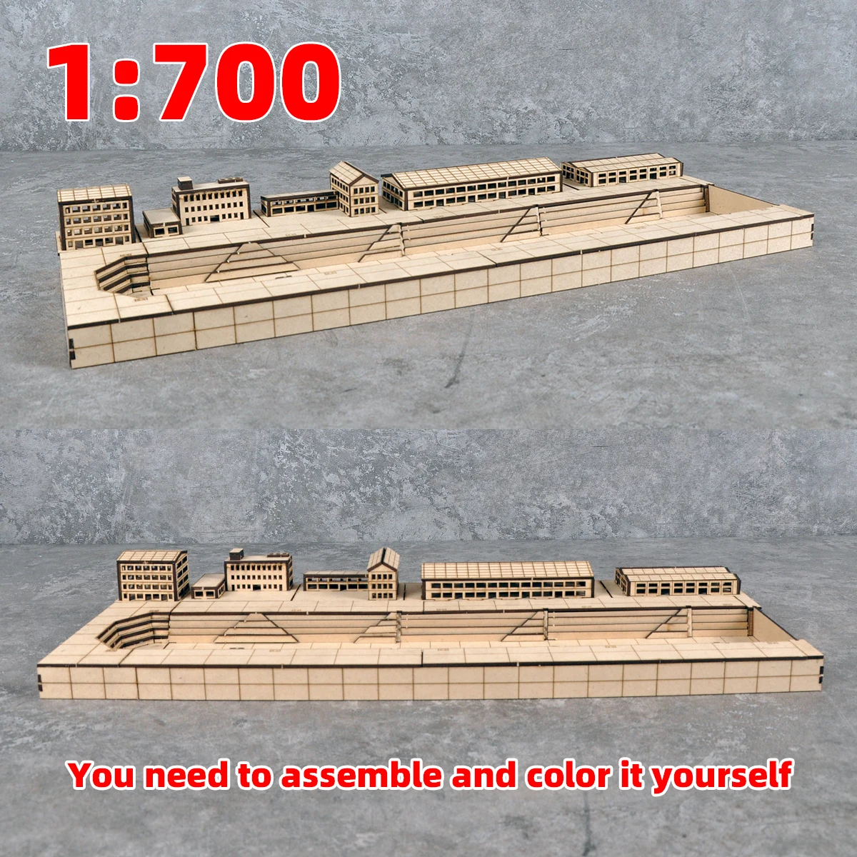 Architektonischer Sandtisch-Bausatz Marinehafen Marinebasis Schiffswerft Dockyard Schiffs-Diorama Miniaturmodell-Set 1/700 – Detail 2
