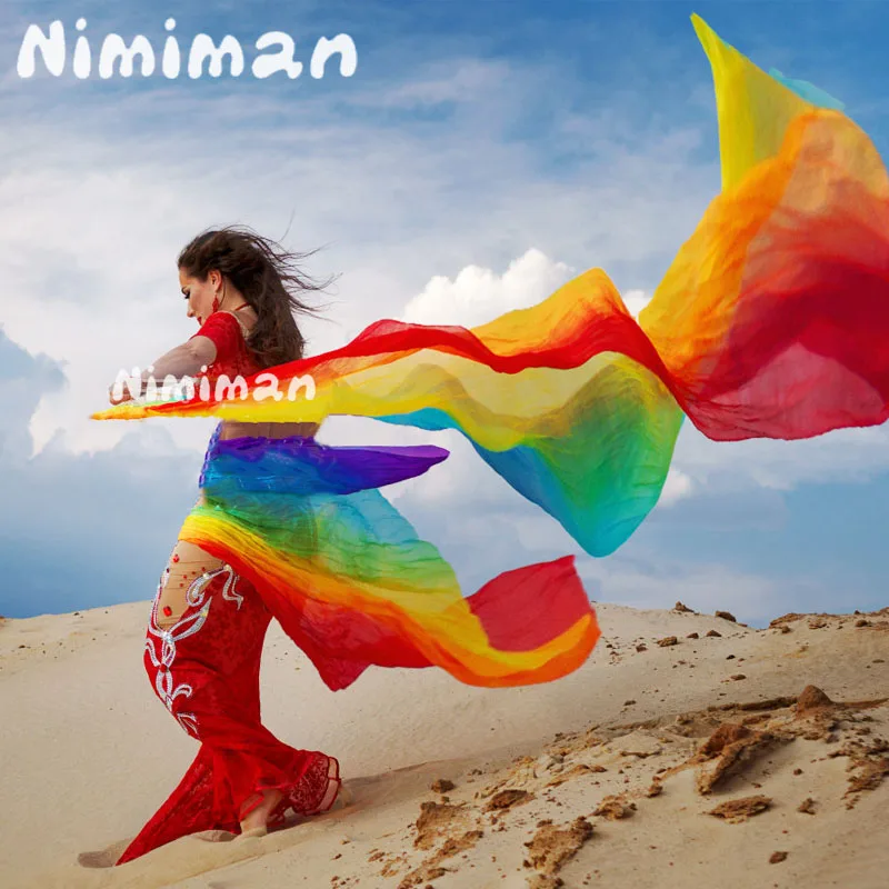 جديد الرقص الشرقي المرأة الحجاب الحرير الحقيقي خفيفة الوزن الرقص الشرقي اليد رمي وشاح شال الحجاب فتاة