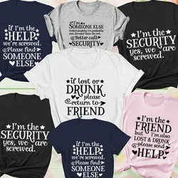 T-shirt for Women Girls Weekend Party Tshirts If Lost Drunk Please Return To Friend Funny T-shirts Matching Group Trip Tshirt