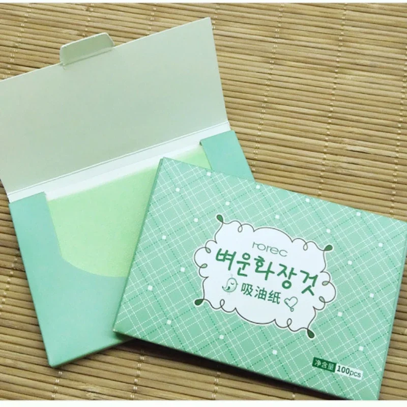 100 folhas/pacote chá verde facial óleo blotting folhas de limpeza de papel rosto controle de óleo absorvente papel beleza maquiagem ferramentas