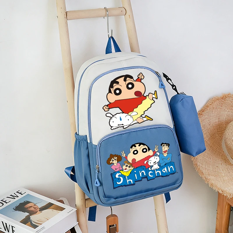 

Школьный рюкзак и пенал с принтом аниме Crayon Shin-chan для мальчиков и девочек, набор из 2 предметов, подростковый ранец, подарок