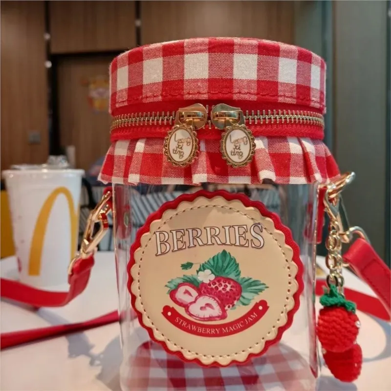 

Милая милая клубничная клетчатая сумка на плечо, женская винтажная прозрачная маленькая вместительная сумка через плечо, женская индивидуальная креативная сумка