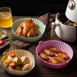 Air Fryer Silicone Pot Multicolor Household Baking Tray 18cm Microwave Pizza Plate Round Cake Mold Baking Non-stick Mold