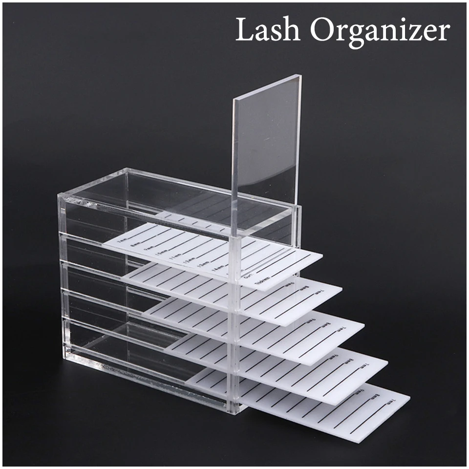 Clear 5 Layers Eyelash Storage Box Makeup Organizer Case Acrylic Lashes Pallet Lash Extension Supplies Accessories Makeup Holder