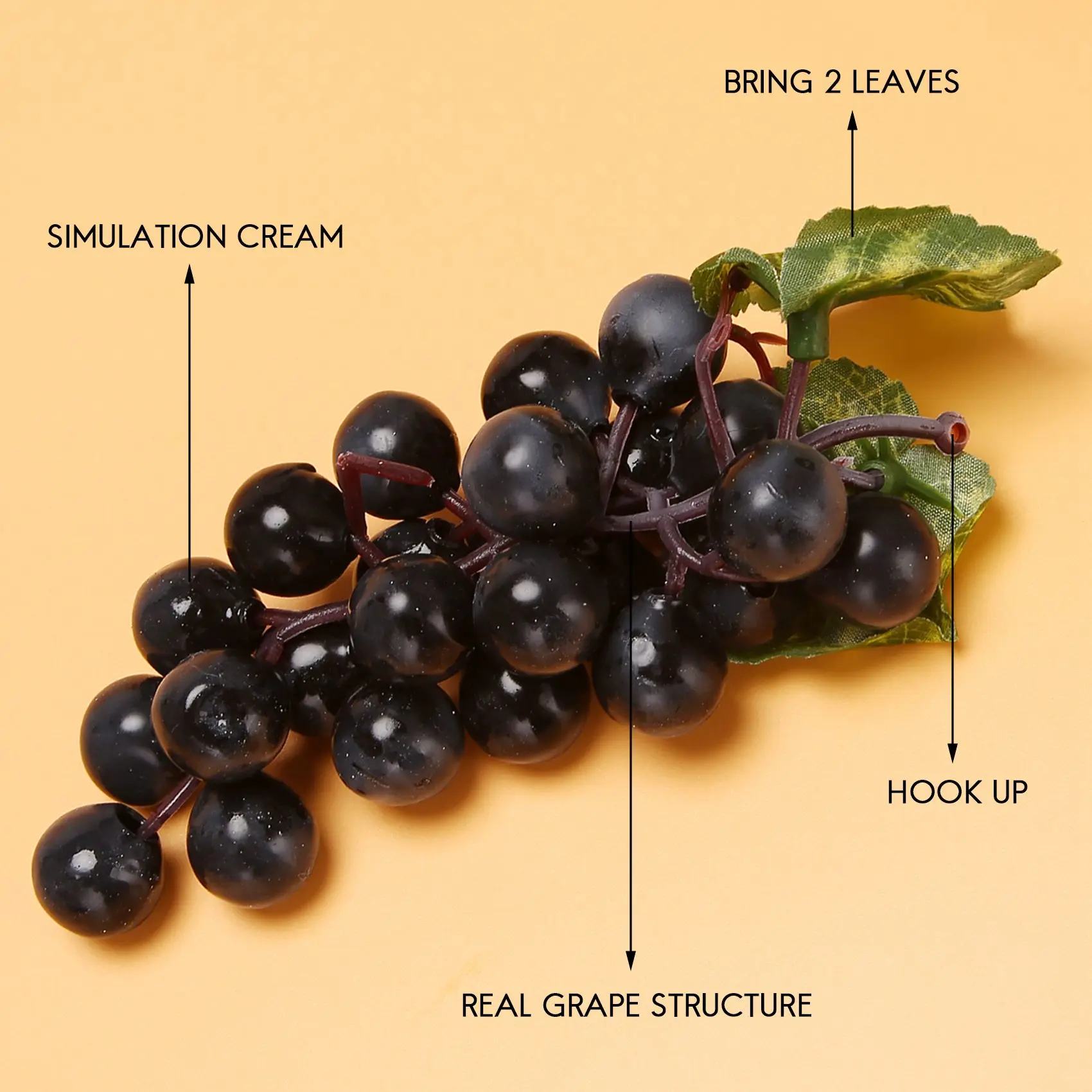 10 cachorros de uvas negras artificiales, fruta falsa, hogar, cocina, fiesta, decoración de boda, fotografía