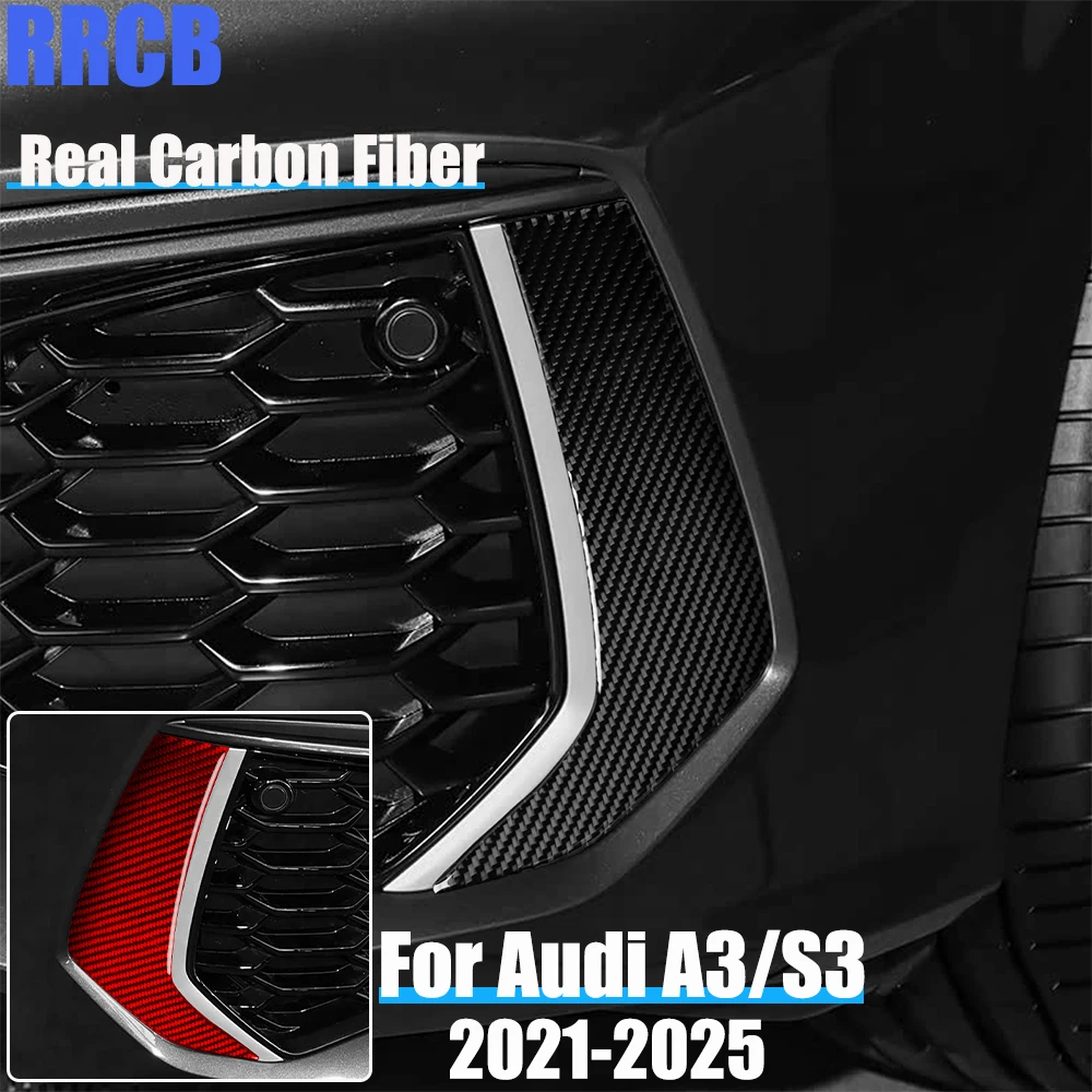 

Real Carbon Fiber Car Accessories Front Bumper Air Intake Trim Soft Cover Sticker For Audi A3 S3 8Y 2021 2022 2023 2024 2025