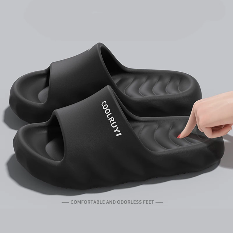 

Женские домашние тапочки из ЭВА с мягкой подошвой, 2026, с буквенным принтом, на платформе, в стиле Cloud, удобные, нескользящие, для ванной и душа