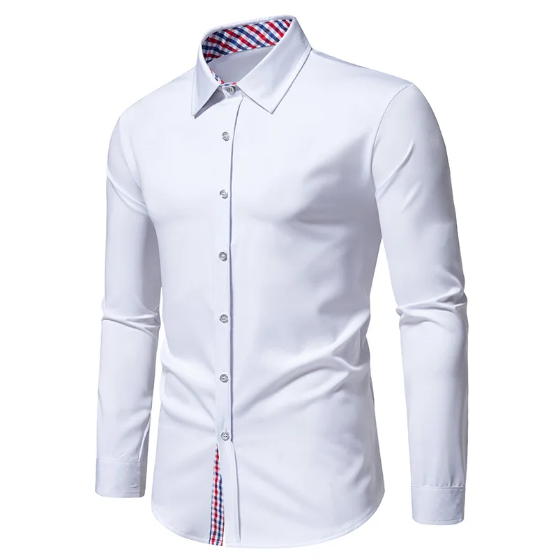 Nova camisa masculina nova triangular pescoço chaoyang grade cor combinando camisa de manga comprida a353