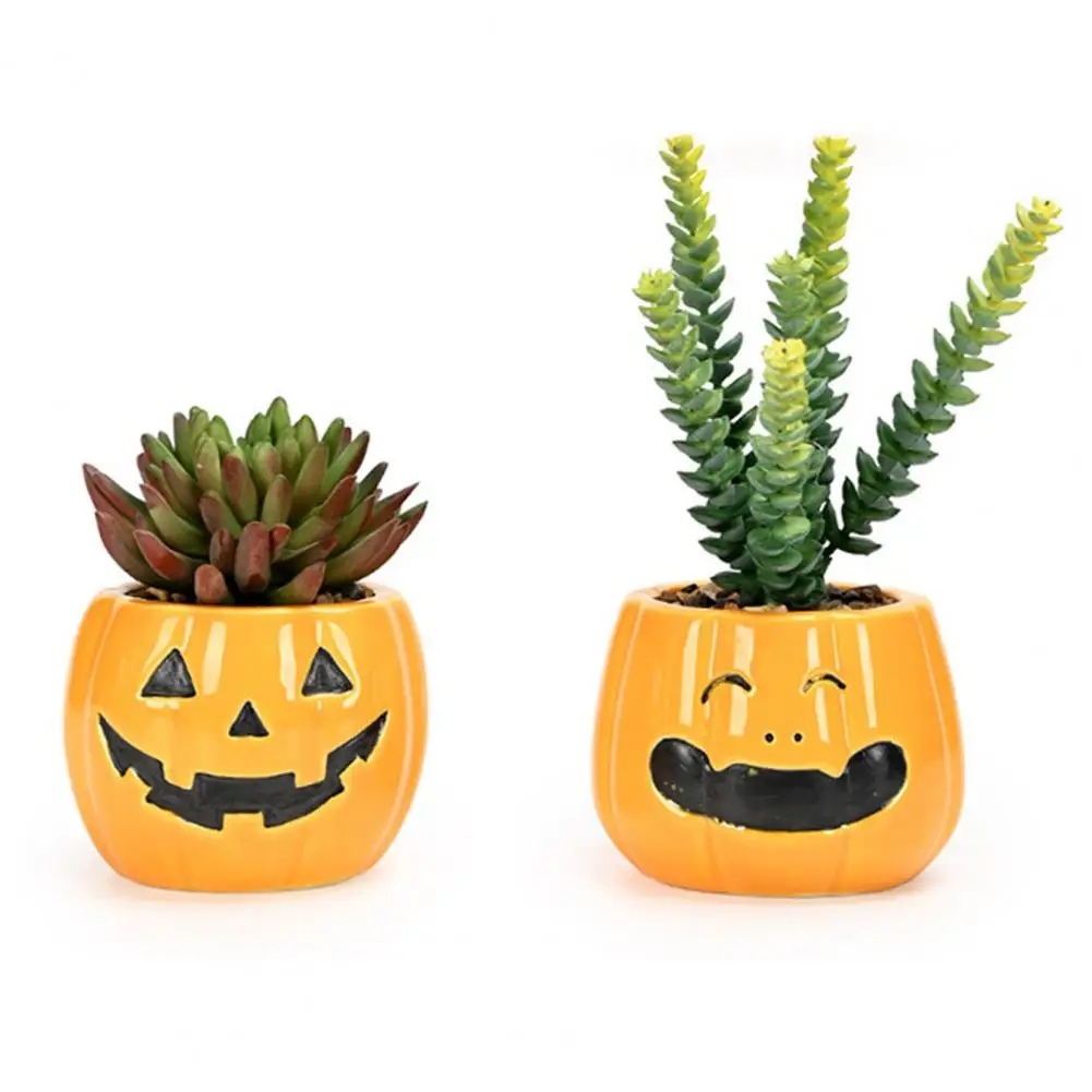 Chic Indoor Plant Pot Ceramic Halloween Pumpkin Flower Pot Succulent Planter Set for Indoor Outdoor Plants Harvest Thanksgiving