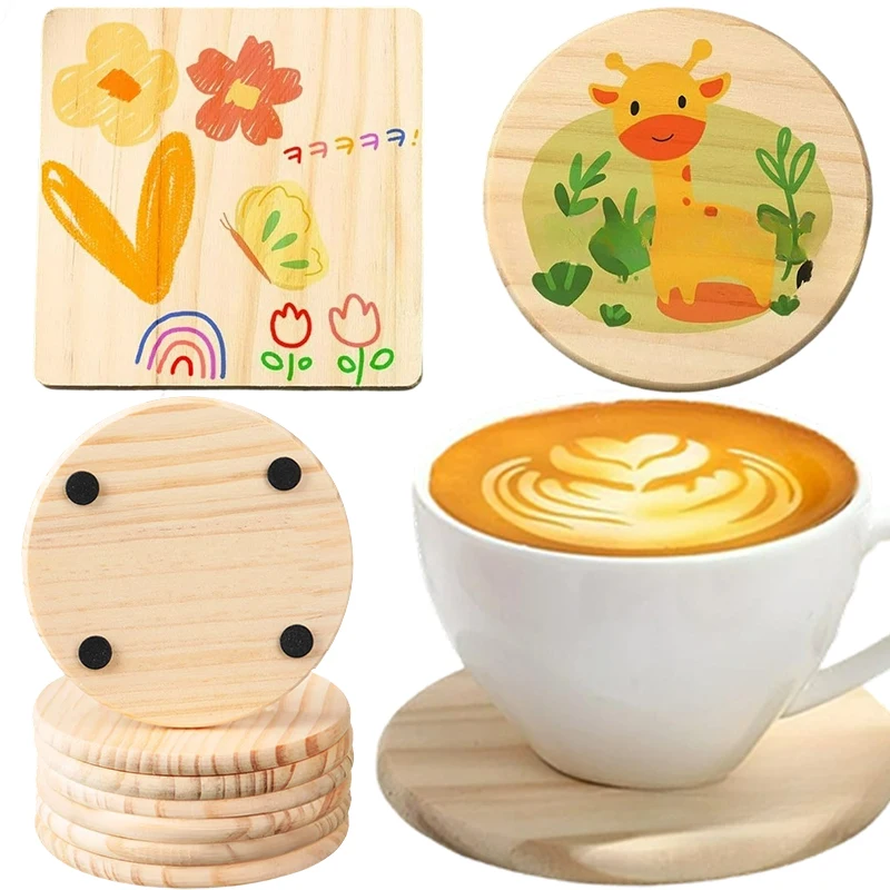 

Heat Resistant Table Coaster with Pads Solid Wood Natural Finish Protect Furniture Stylish Practical for DiningTable Office Cafe