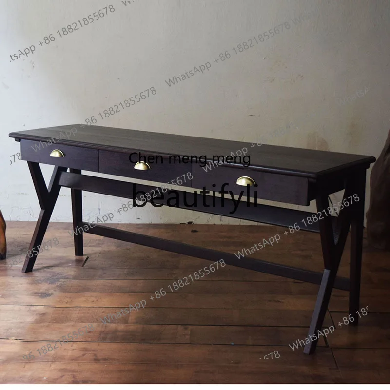 X Desk Solid Wood Workbench Living Room Entrance Long Table