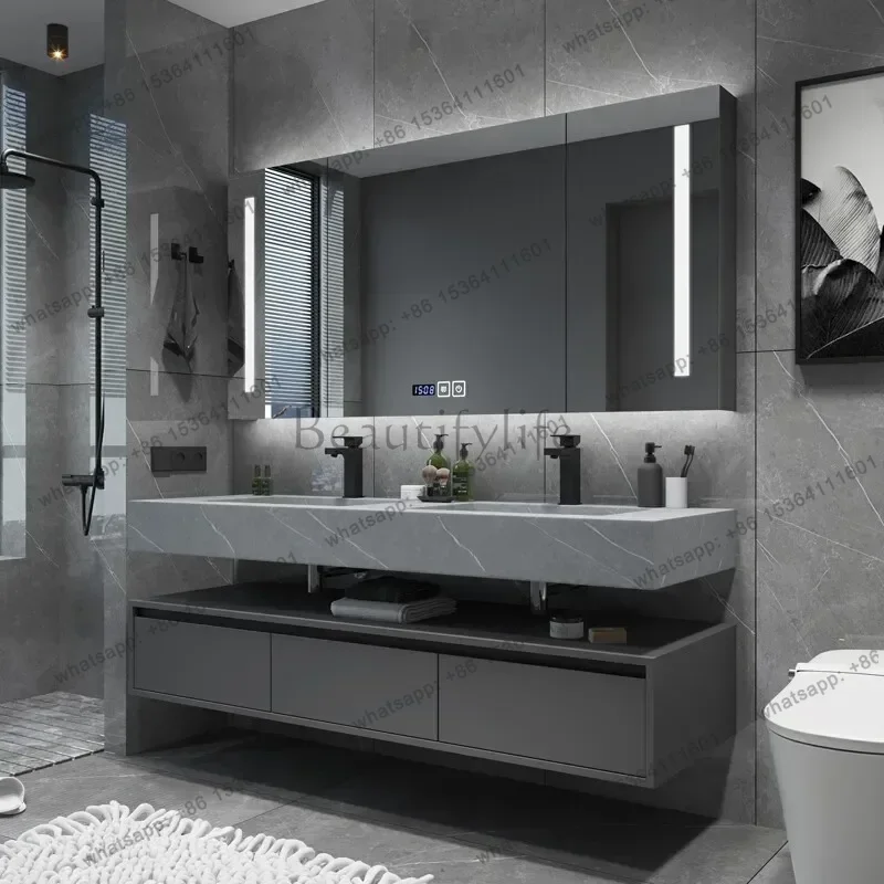 Rock Plate Bathroom Cabinets Wall-mounted Fog Removal Smart Mirror Cabinets Fashion Furniture Arredo Bagno
