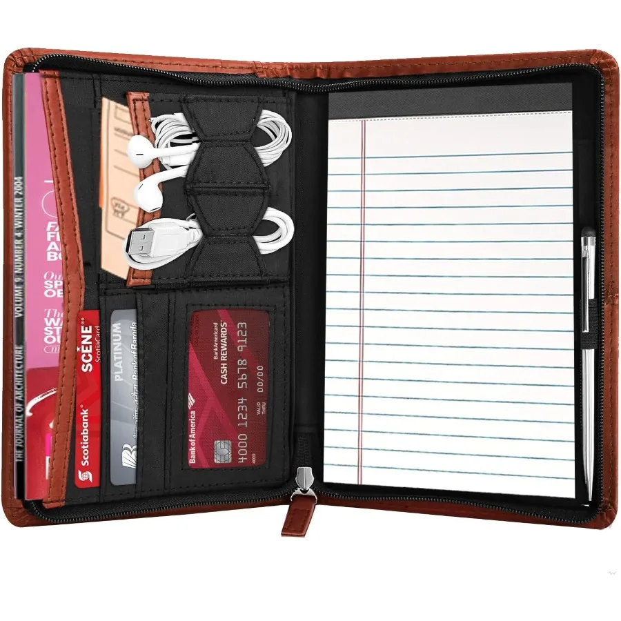 منظم محفظة صغيرة مقاس A5 محفظة أعمال بسحاب جونيور بادفوليو مجلد مجلد للنساء والرجال 5 × 8 لوحة كتابة Ilud