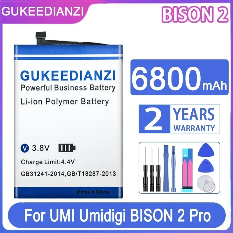 GUKEEDIANZI Battery for UMI Umidigi BISON 2 Pro, Big Power Battery, 6800mAh