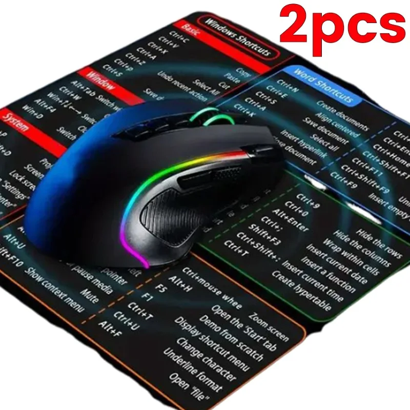2/1Pcs Windows Shortcuts Mousepad Office Software Office Word Excel PPT Reference Shortcuts Non-Slip Mouse Mat for PC Computer
