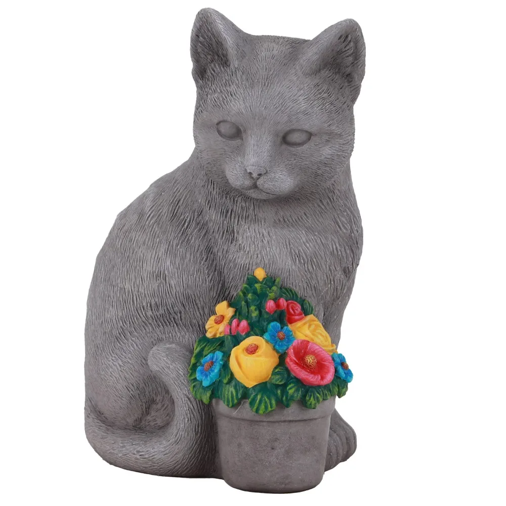 The Pioneer Woman 2 Pack White Bunny Grey Cat Garden Statue, 5.5in L x 6.75in W x 8.75in H