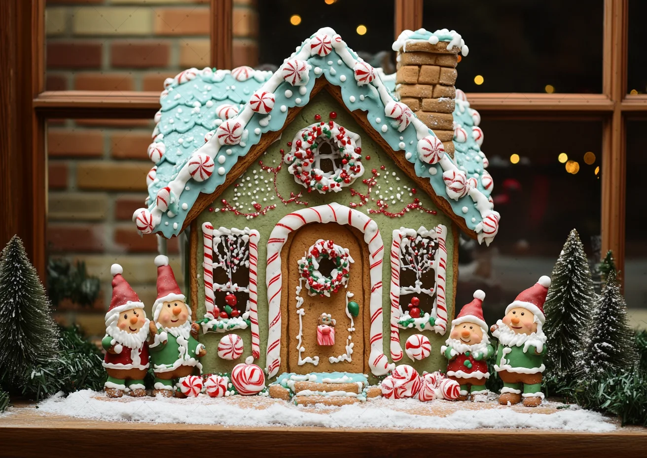Christmas Gingerbread House Backgrounds Adult Family Photography Props Child Baby Decors Cookie Shop Photo Studio Backdrops