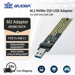 Dual Protocol M2 SSD Board M.2 To USB Adapter M.2 NVME PCIe NGFF SATA M2 Card For 2230 2242 2260 2280 NVME/SATA M.2 SSD RTL9210B