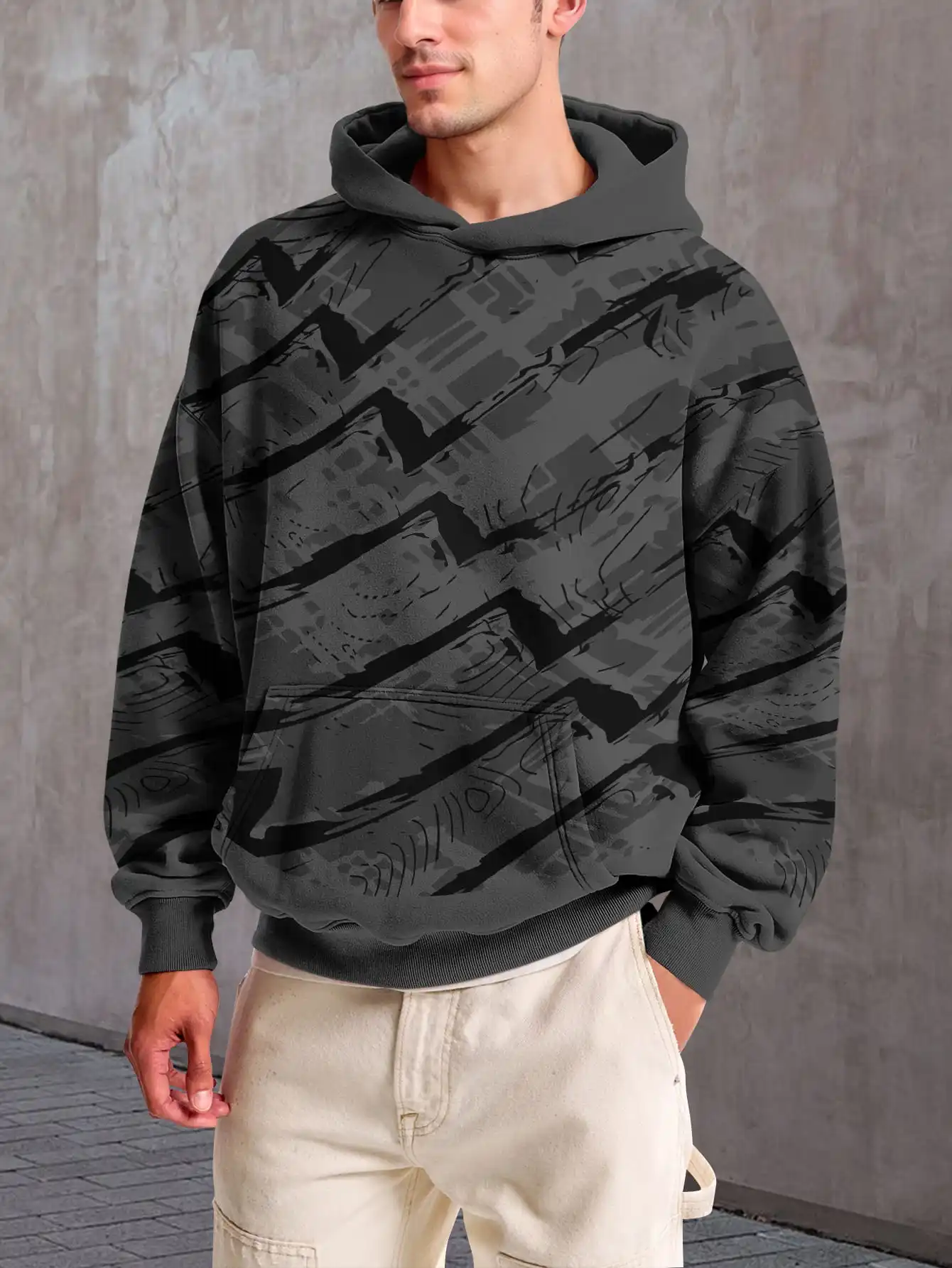 

Black and Red Patchwork Style 3D Printed Tie-Dye Hooded Purple Striped Pattern Hooded Sweatshirt Casual Street Style Pullover