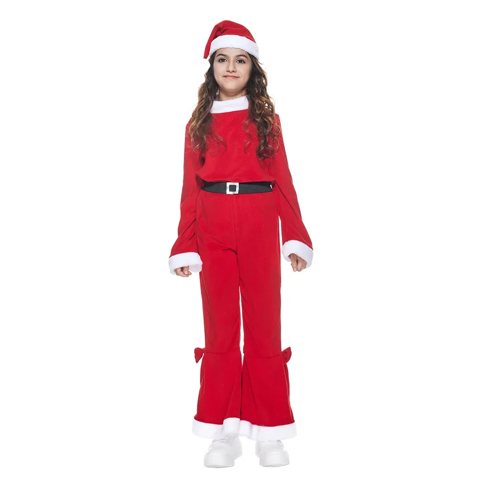 

Girl's Santa Claus Costume for Kids Mrs Claus Costume Christmas Party Xmas Fancy Dress and Hat Red Santa Suit