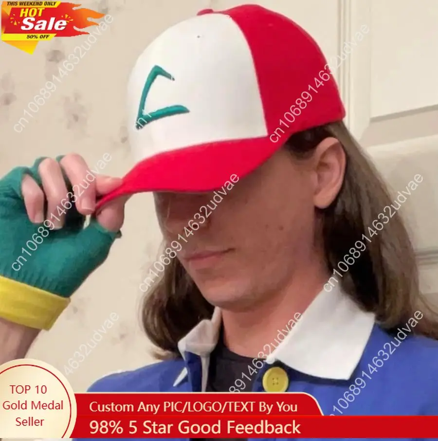 

Novelty Embroidered Ash Ketchum Red And White League Trainer Anime Cosplay Snapback For Kids And Adults - Halloween Costume Or A