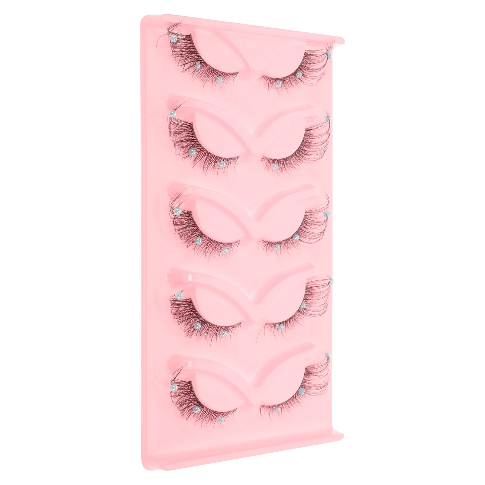 

5 Pairs Fake Eyelashes Rhinestone Decor Glitter Lash Clusters For Stage Makeup Party Wedding Cosplay Eye Beauty