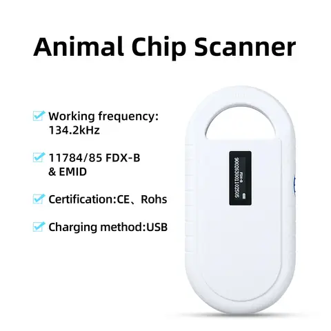 5YOA Pet Scanner OLED Display ISO11784/5 Animal Pet ID Reader Chip Transponder USB RFID Handheld Microchip Scanner for animals