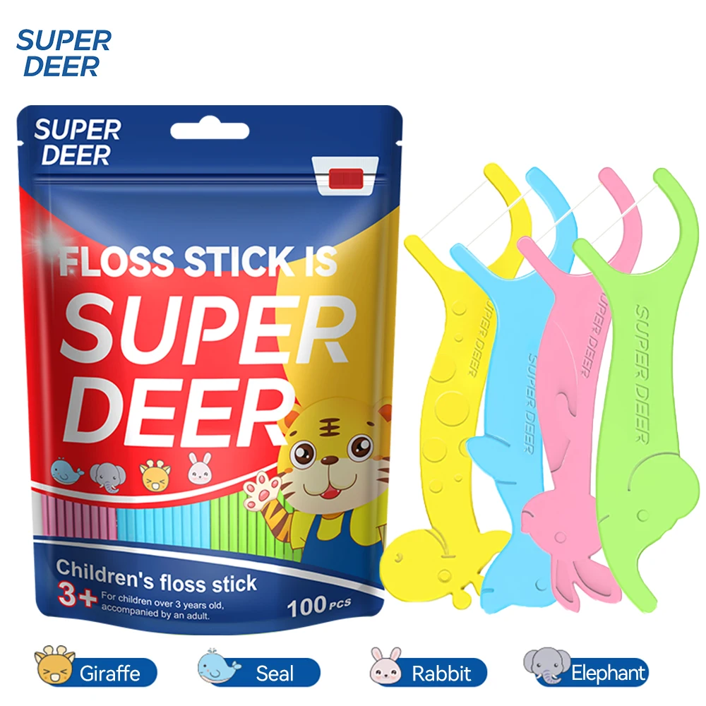 Childrens 100 Sticks Dental Floss Barrel Colored Floss For Children Cure Dent Teeth Cleaning Orthodontic Interdental Pick