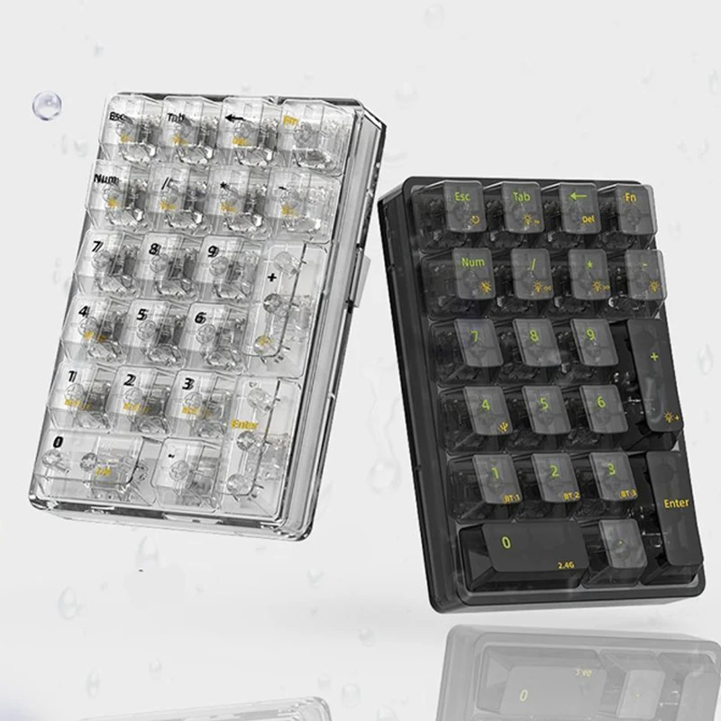 

K21 Digital Keypad Transparent Mini Keyboard Three Mode Wireless Bluetooth Hot Swap Ice Crystal Axis Keyboard