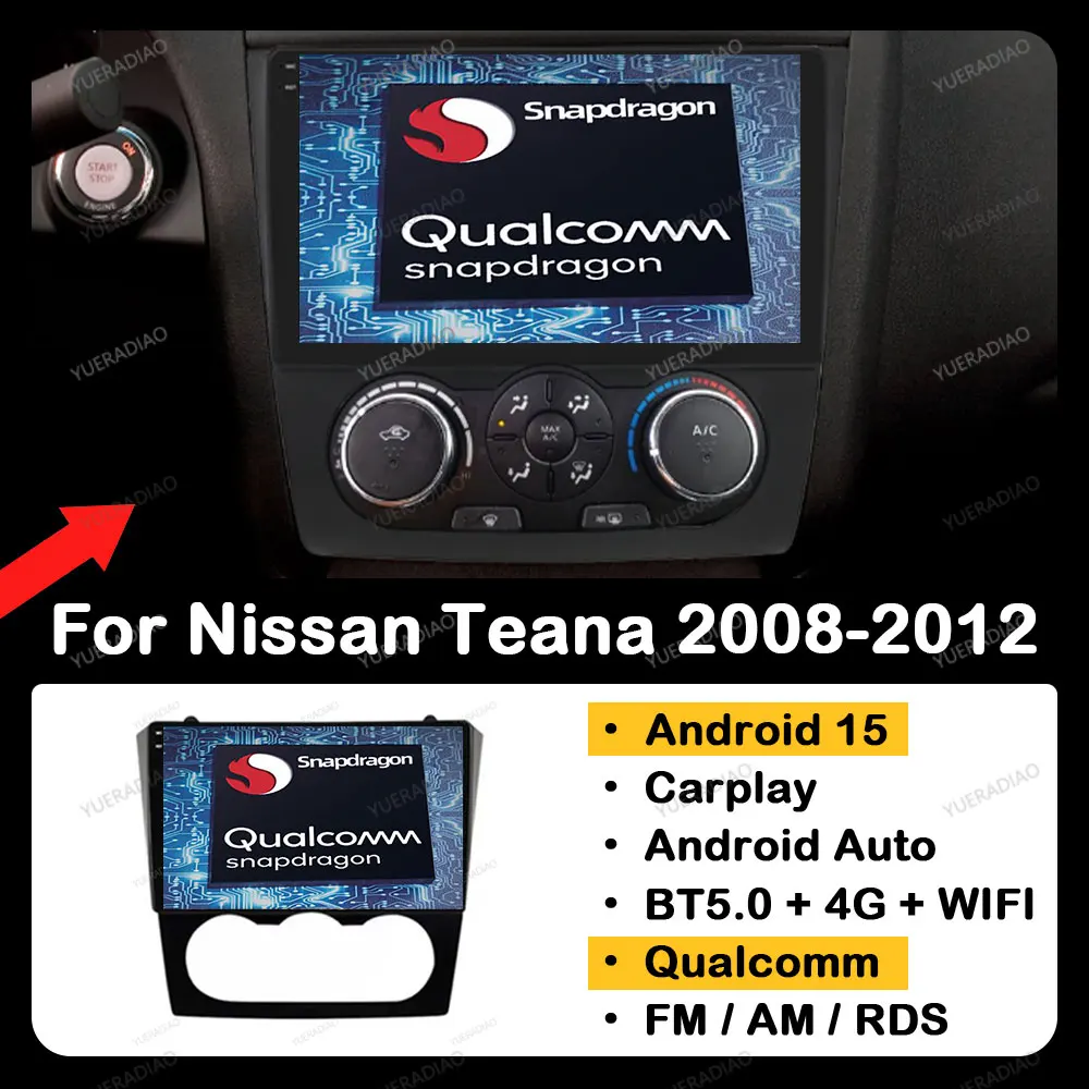 

Android 15 Carplay Auto For Nissan Teana Altima 2008 - 2012 QLED 4G WIFI Multimedia Stereo Video Player Head Unit Qualcomm 2DIN