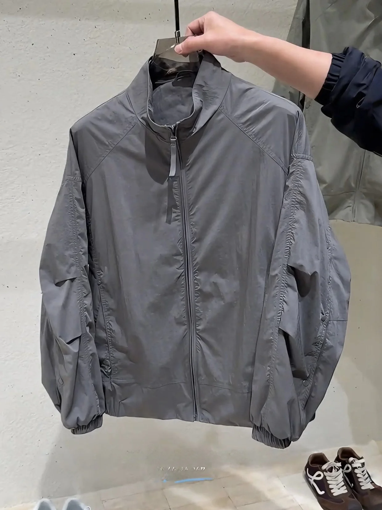 

Men's Summer New Loose Breathable Sun Protection Jacket Mesh Stand Collar Pure Color Japanese Style Polyester Fiber