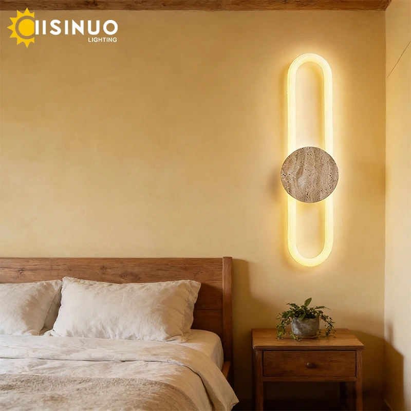 Wabi-sabi Yellow Cave Stone Long Wall Light LED Creative Cotton Fabric Surface for Corridor Staircase Bedroom Living Room Decora
