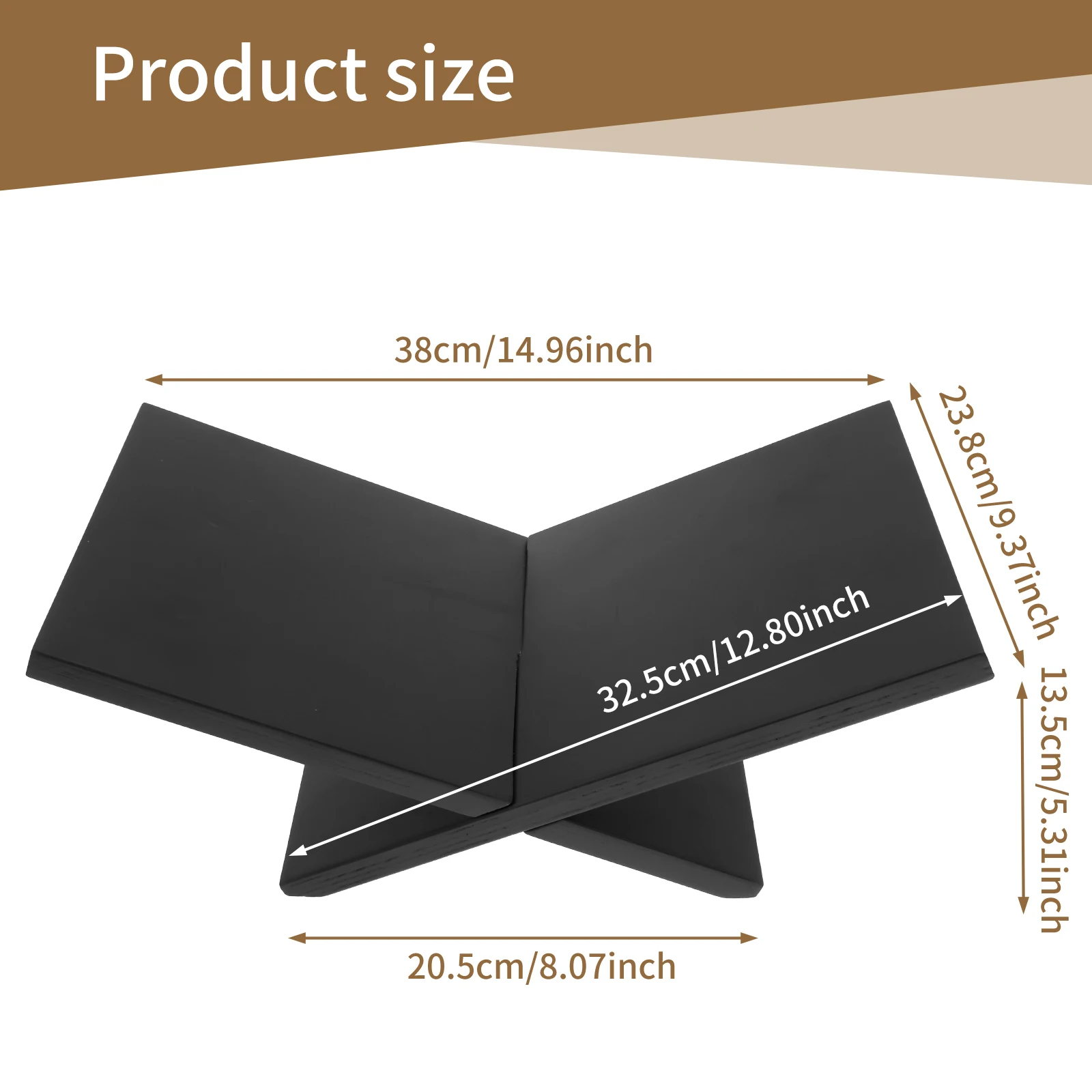 حامل كتب من الخشب الصلب بإطار متقاطع أسود حامل كتب للمجلات وكتاب الطبخ والكتب المدرسية والدراسة الفنية وديكور طاولة القهوة #6