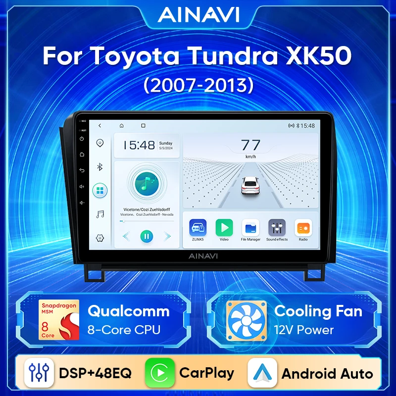 Ainavi Android 13 dla Toyota Tundra XK50 2007-2013 Sequoia XK60 2008-2017 Radio samochodowe Odtwarzacz multimedialny Carplay Nawigacja wideo