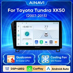 Ainavi-Leitor multimídia de rádio de carro, Carplay, navegação de vídeo, Android 13, Toyota Tundra XK50 2007-2013, Sequoia XK60 2008-2017