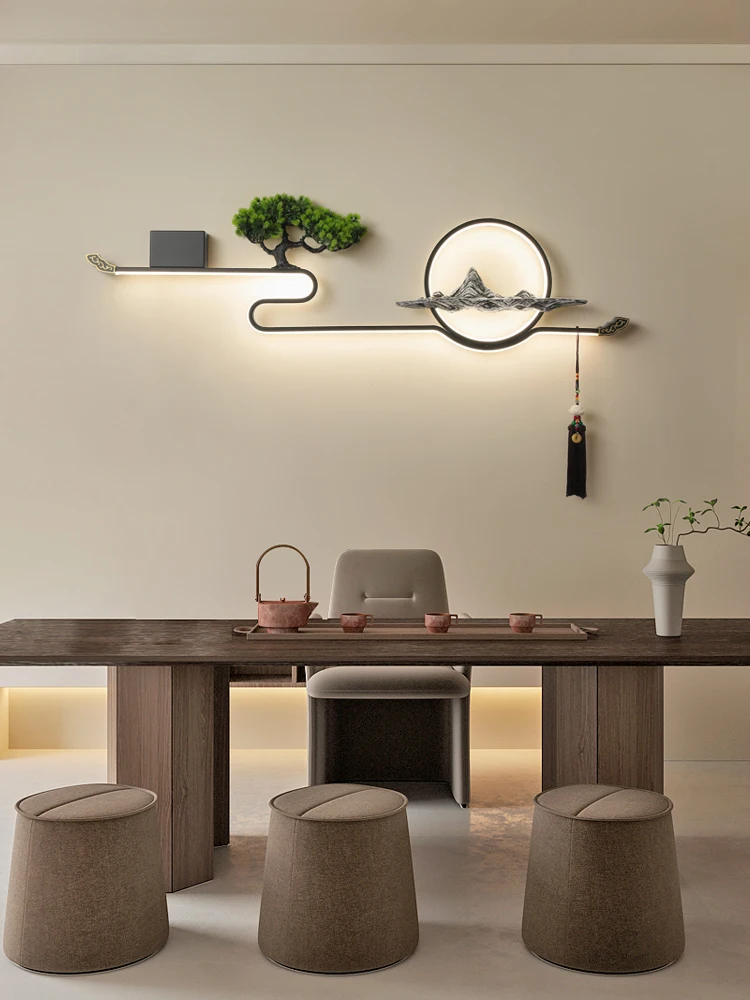 

New Chinese style wall lamp, Chinese style zen living room, bedroom background wall, tea table, landscape hanging painting