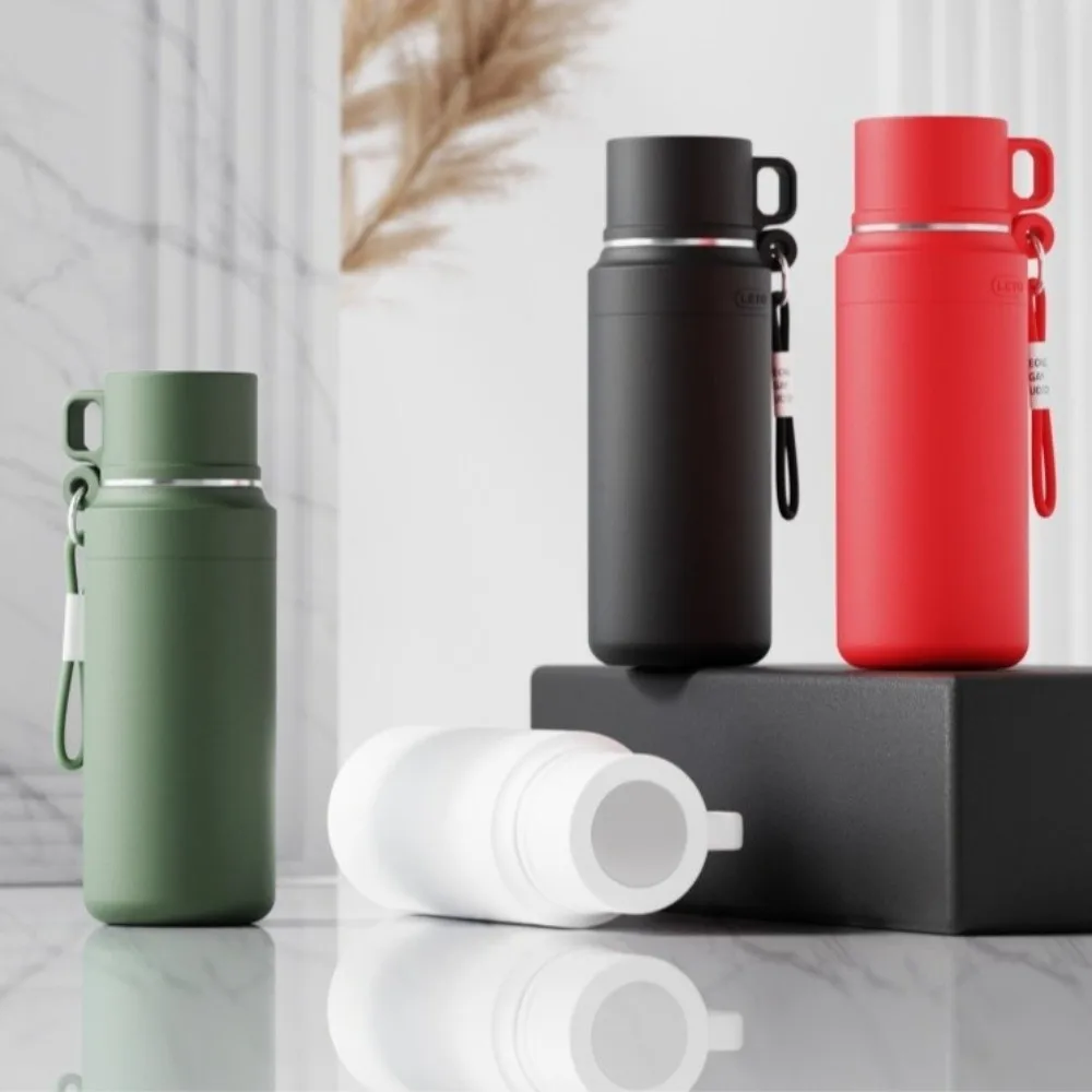 

800ml Stainless Steel Insulated Cup Double Wall Leakproof Portable Water Cups Heat-Resistant One Cover Two Use