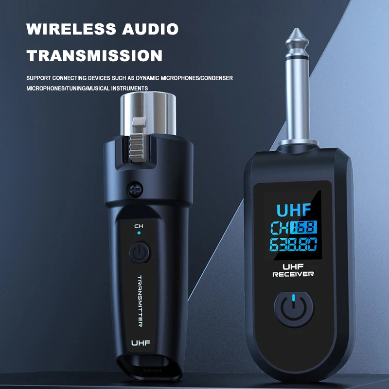 BOMGE New Wireless Microphone System UHF Wireless XLR Transmitter and Receiver for Dynamic Microphones, Audio Mixers, PA Systems