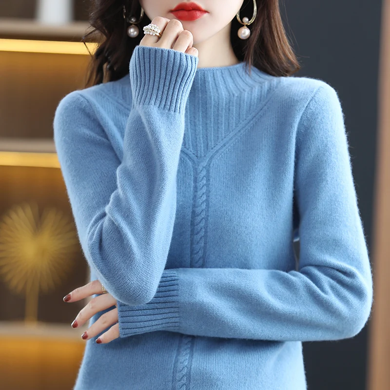 Women's 100% Wool Cashmere Sweaters Soft Warm O-Neck Casual Pullover Winter Long Sleeve High Quanlity Tops Thicken Jumper