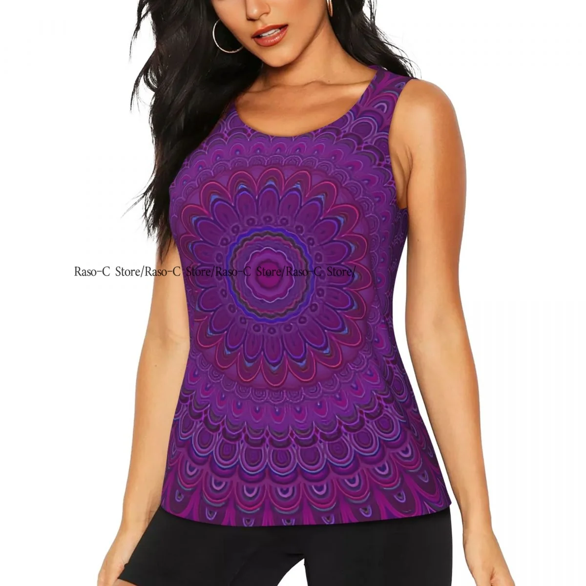 Women Fitness Sexy Yoga Vest Mandala Shape A Kaleidescopic Sixties Inspired Oriental Abstract Art Gym Sports Top Tank Female