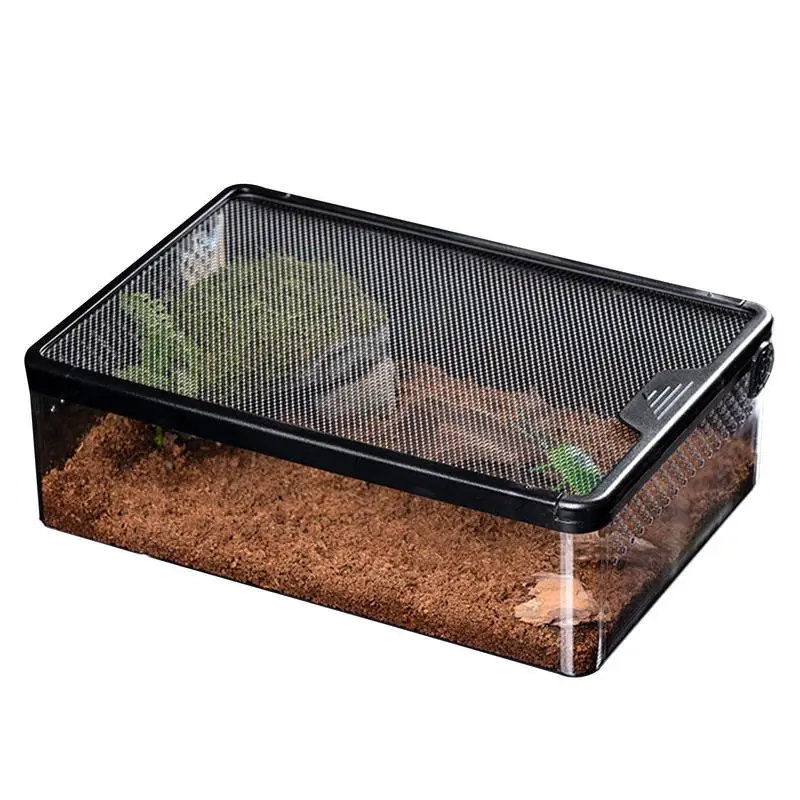 

Reptile Feeding Box Small Pet Living Container Transparent Reptile Terrarium Breathable Anti Escape Cage For Lizards Spiders