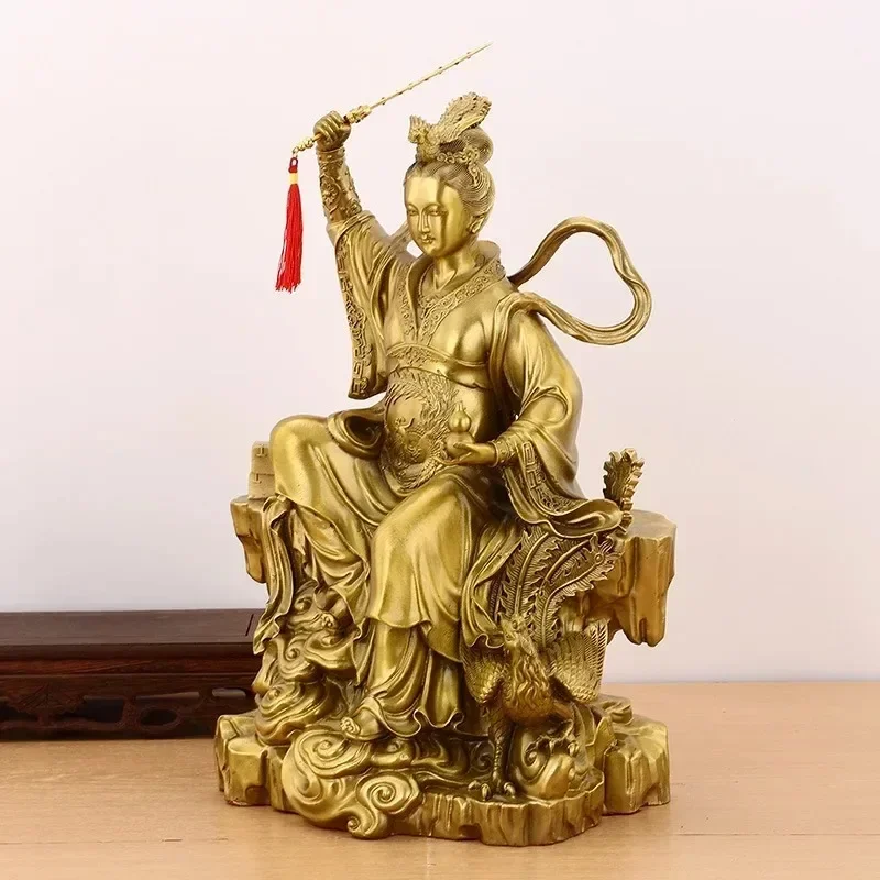 Nine Heavens Profound Maiden Statue Ornament Virgin Station Peacock Tai Sword Seated Fairy Home Offering Decoration