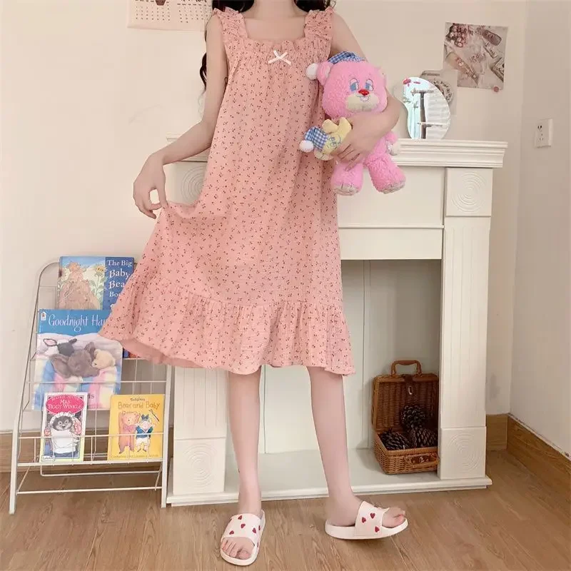 Cute Nightgown Women\'s Slip Nightgown Clothes for Woman Dress Homewear New Nightwear Pajamas Summer Korean Reviews Many Pajama