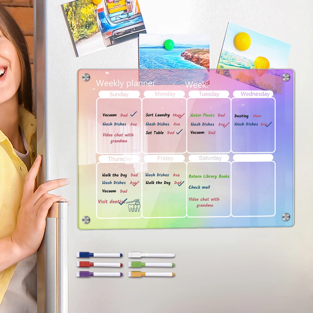 

Weekly Planner Board Daily Planning Desk Dry Erase for Memo Notepad Magnetic